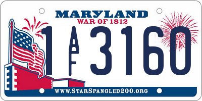 MD license plate 1AF3160