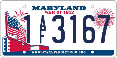 MD license plate 1AF3167