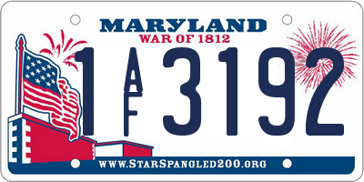 MD license plate 1AF3192
