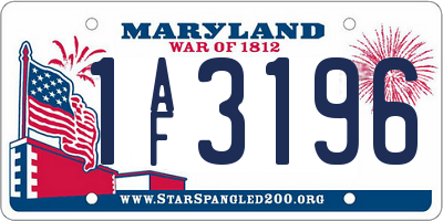 MD license plate 1AF3196