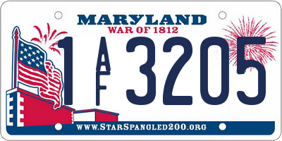 MD license plate 1AF3205