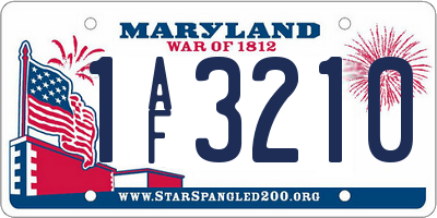 MD license plate 1AF3210