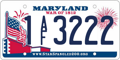 MD license plate 1AF3222