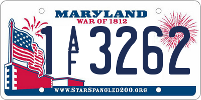 MD license plate 1AF3262