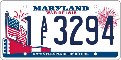 MD license plate 1AF3294