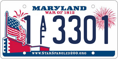 MD license plate 1AF3301