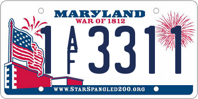 MD license plate 1AF3311