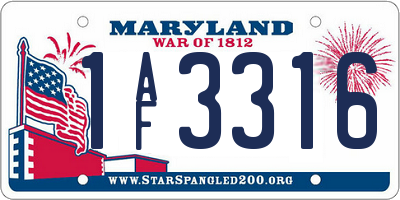 MD license plate 1AF3316