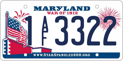 MD license plate 1AF3322