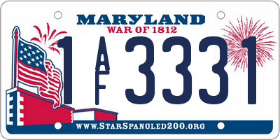 MD license plate 1AF3331