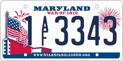 MD license plate 1AF3343
