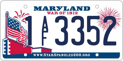 MD license plate 1AF3352