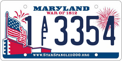 MD license plate 1AF3354
