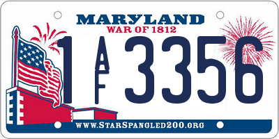 MD license plate 1AF3356