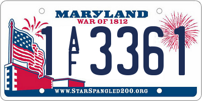 MD license plate 1AF3361