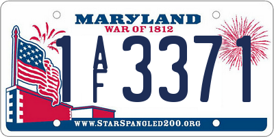 MD license plate 1AF3371