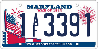 MD license plate 1AF3391
