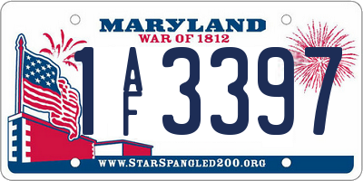 MD license plate 1AF3397
