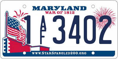 MD license plate 1AF3402