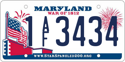 MD license plate 1AF3434
