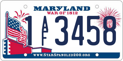 MD license plate 1AF3458