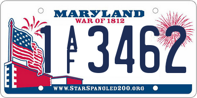MD license plate 1AF3462