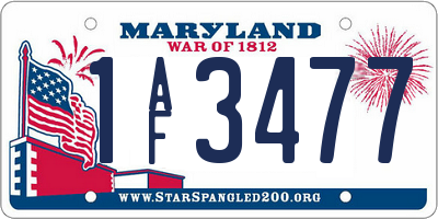 MD license plate 1AF3477
