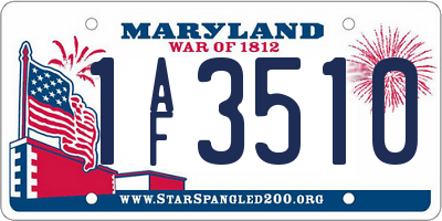 MD license plate 1AF3510