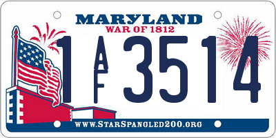 MD license plate 1AF3514