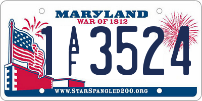 MD license plate 1AF3524