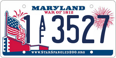 MD license plate 1AF3527