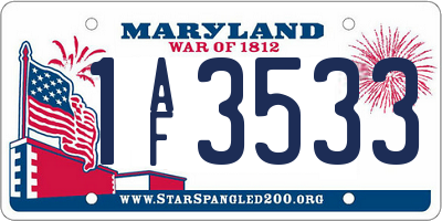 MD license plate 1AF3533