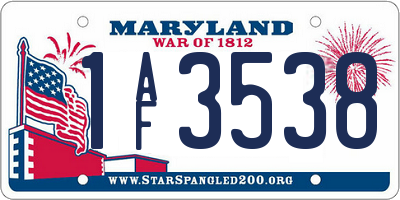 MD license plate 1AF3538