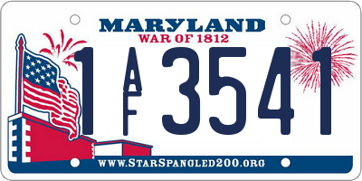 MD license plate 1AF3541