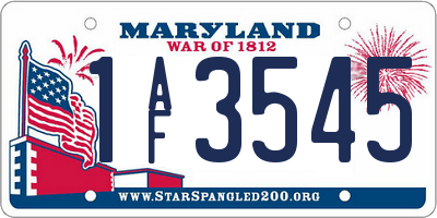 MD license plate 1AF3545