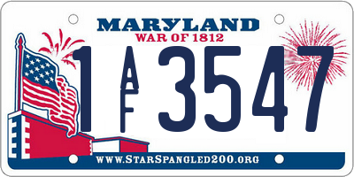 MD license plate 1AF3547