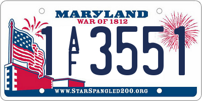 MD license plate 1AF3551