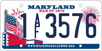 MD license plate 1AF3576