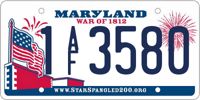 MD license plate 1AF3580
