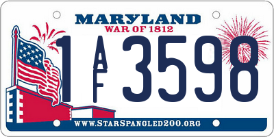 MD license plate 1AF3598