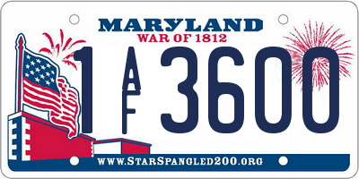 MD license plate 1AF3600