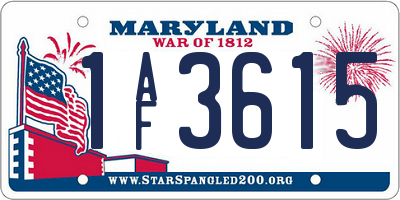 MD license plate 1AF3615