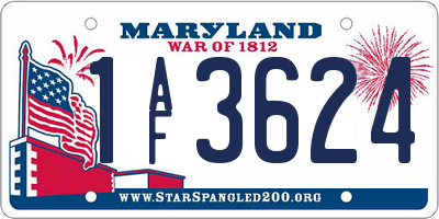 MD license plate 1AF3624