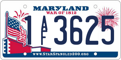 MD license plate 1AF3625