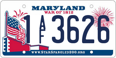 MD license plate 1AF3626