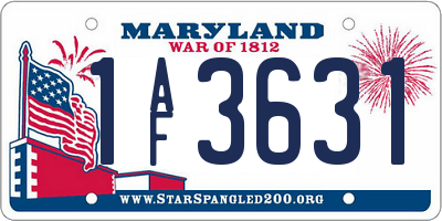 MD license plate 1AF3631
