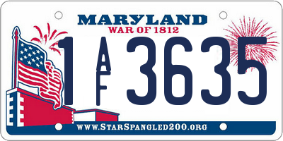 MD license plate 1AF3635