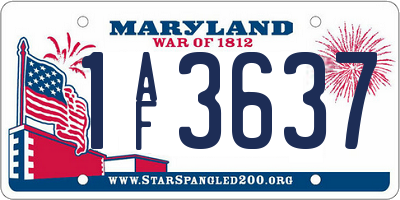 MD license plate 1AF3637