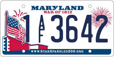 MD license plate 1AF3642