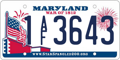 MD license plate 1AF3643